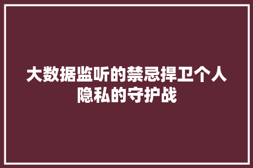 大数据监听的禁忌捍卫个人隐私的守护战