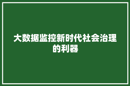 大数据监控新时代社会治理的利器 大数据监控新时代社会治理的利器