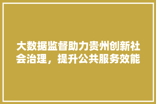 大数据监督助力贵州创新社会治理,提升公共服务效能 大数据监督助力贵州创新社会治理,提升公共服务效能