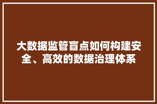 大数据监管盲点如何构建安全、高效的数据治理体系