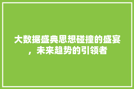 大数据盛典思想碰撞的盛宴，未来趋势的引领者