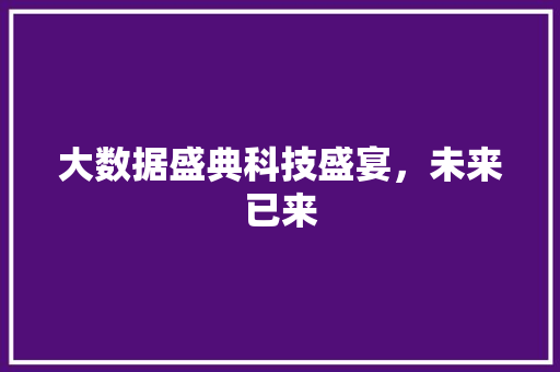 大数据盛典科技盛宴，未来已来