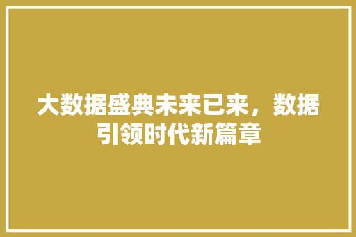 大数据盛典未来已来，数据引领时代新篇章