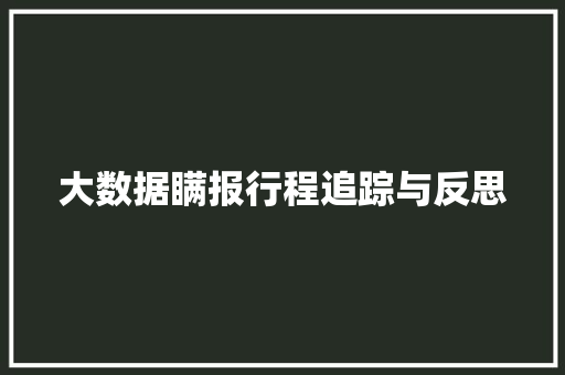 大数据瞒报行程追踪与反思