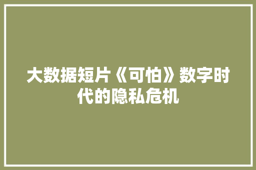 大数据短片《可怕》数字时代的隐私危机