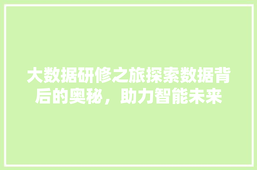 大数据研修之旅探索数据背后的奥秘，助力智能未来