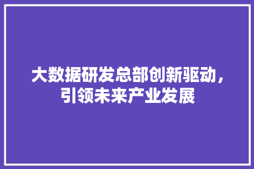 大数据研发总部创新驱动，引领未来产业发展 编程语言