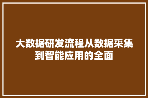 大数据研发流程从数据采集到智能应用的全面