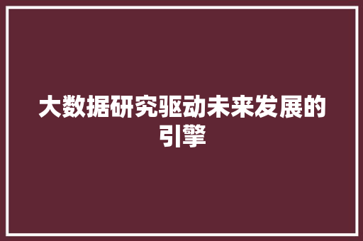 大数据研究驱动未来发展的引擎