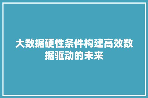 大数据硬性条件构建高效数据驱动的未来 电脑配置