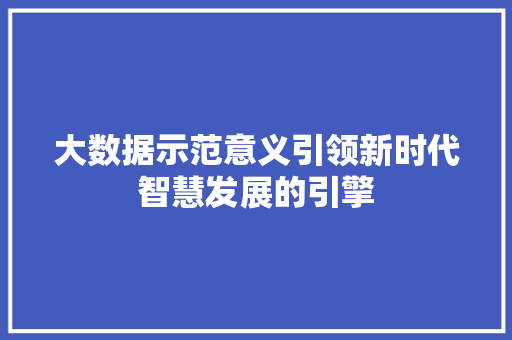大数据示范意义引领新时代智慧发展的引擎