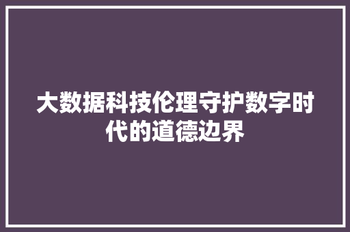 大数据科技伦理守护数字时代的道德边界