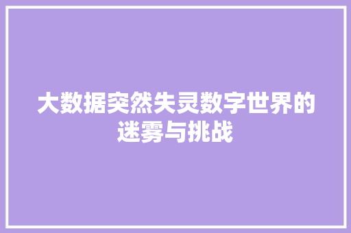 大数据突然失灵数字世界的迷雾与挑战