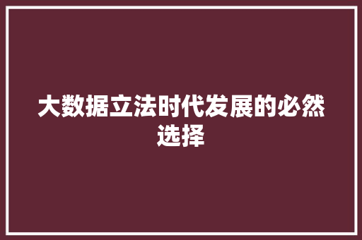 大数据立法时代发展的必然选择