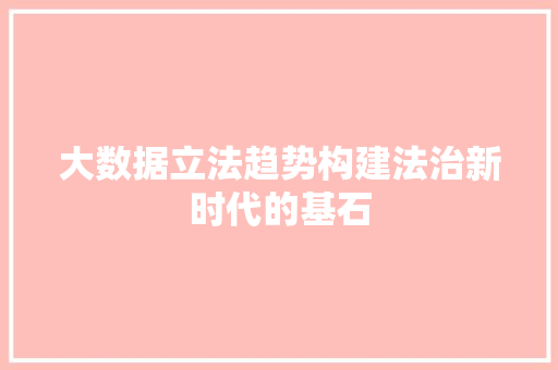 大数据立法趋势构建法治新时代的基石