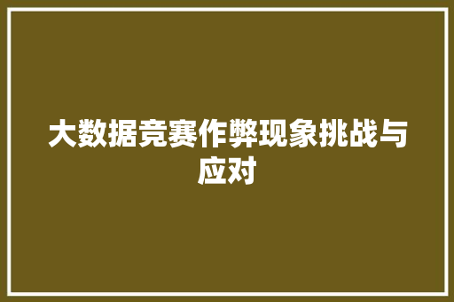 大数据竞赛作弊现象挑战与应对