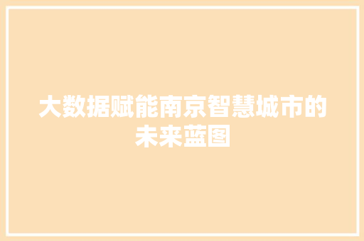 大数据赋能南京智慧城市的未来蓝图