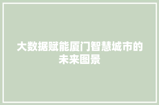 大数据赋能厦门智慧城市的未来图景 电脑故障维修