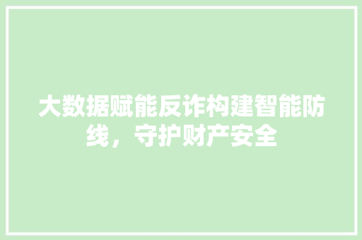大数据赋能反诈构建智能防线，守护财产安全