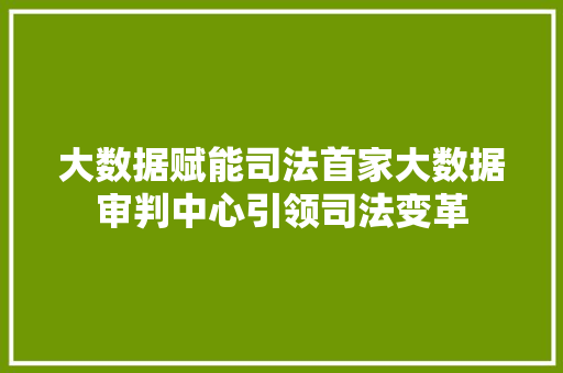 大数据赋能司法首家大数据审判中心引领司法变革