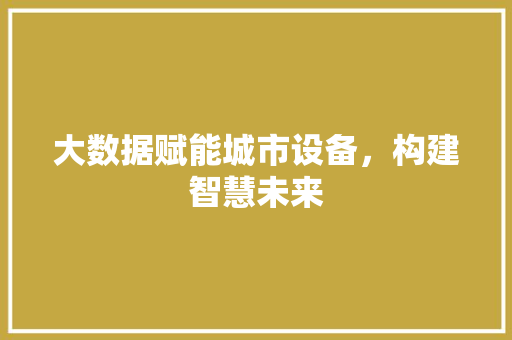 大数据赋能城市设备，构建智慧未来