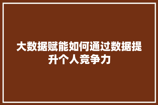大数据赋能如何通过数据提升个人竞争力