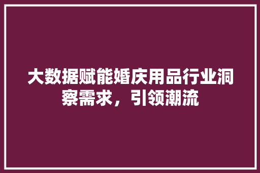 大数据赋能婚庆用品行业洞察需求，引领潮流