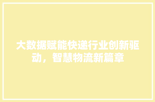 大数据赋能快递行业创新驱动，智慧物流新篇章 电脑基础