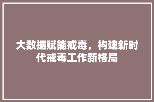 大数据赋能戒毒，构建新时代戒毒工作新格局 网络技术