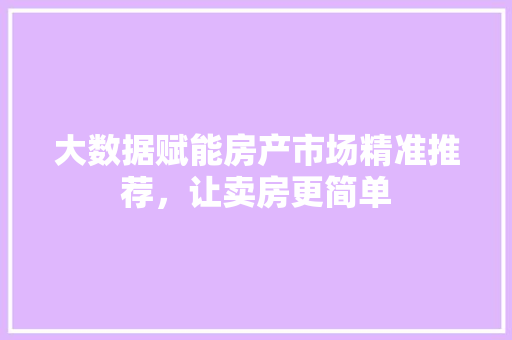 大数据赋能房产市场精准推荐，让卖房更简单