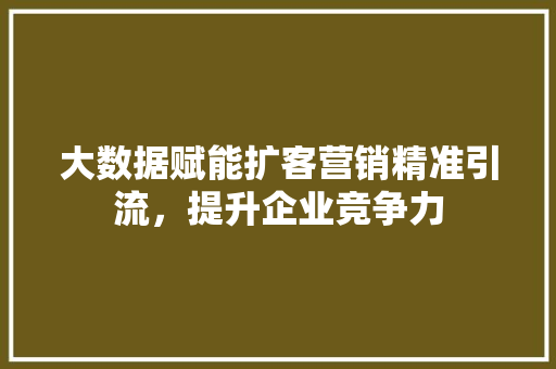大数据赋能扩客营销精准引流，提升企业竞争力 电脑配置