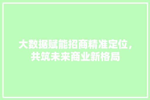 大数据赋能招商精准定位,共筑未来商业新格局 大数据赋能招商精准定位,共筑未来商业新格局