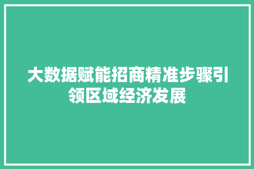 大数据赋能招商精准步骤引领区域经济发展 大数据赋能招商精准步骤引领区域经济发展