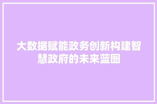 大数据赋能政务创新构建智慧政府的未来蓝图