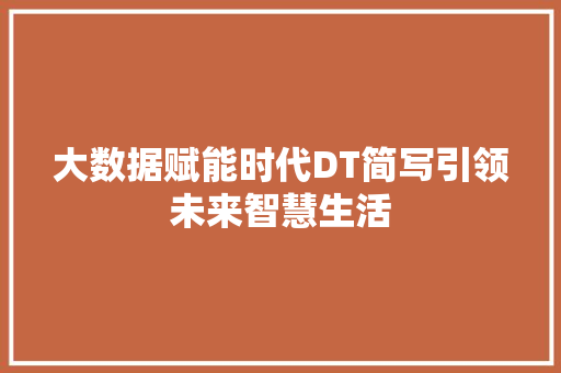 大数据赋能时代DT简写引领未来智慧生活