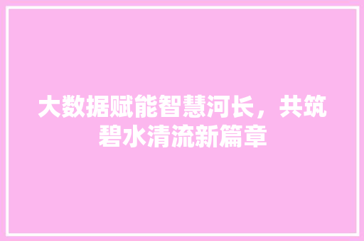 大数据赋能智慧河长，共筑碧水清流新篇章