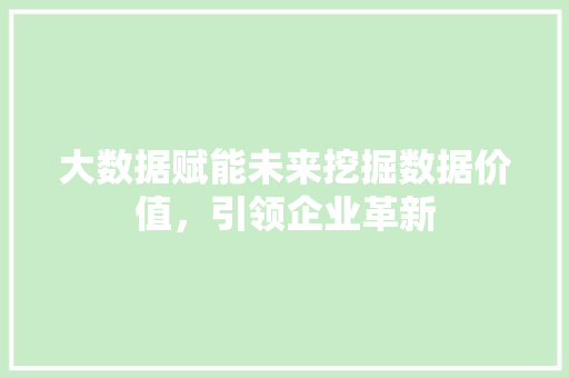 大数据赋能未来挖掘数据价值,引领企业革新 编程语言 大数据赋能未来挖掘数据价值,引领企业革新 编程语言
