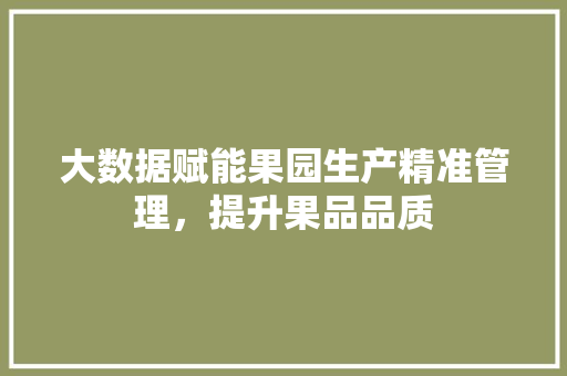 大数据赋能果园生产精准管理，提升果品品质