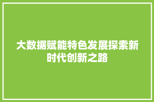 大数据赋能特色发展探索新时代创新之路