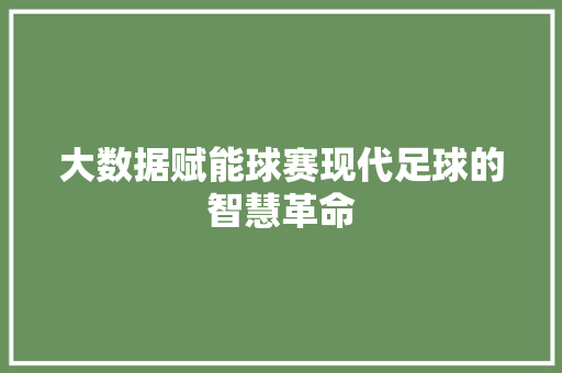大数据赋能球赛现代足球的智慧革命 大数据赋能球赛现代足球的智慧革命