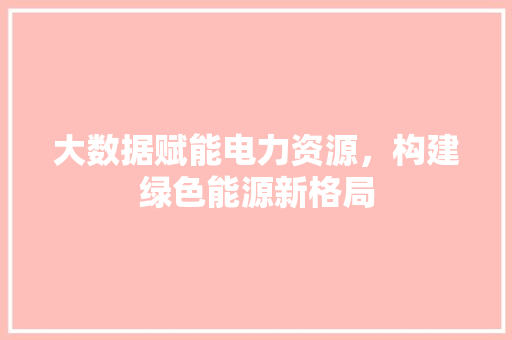 大数据赋能电力资源，构建绿色能源新格局