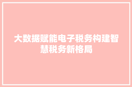 大数据赋能电子税务构建智慧税务新格局