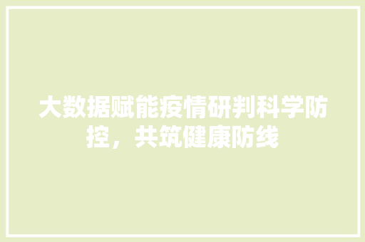 大数据赋能疫情研判科学防控，共筑健康防线