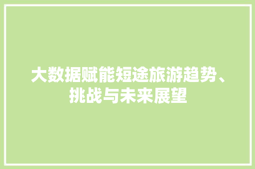 大数据赋能短途旅游趋势、挑战与未来展望