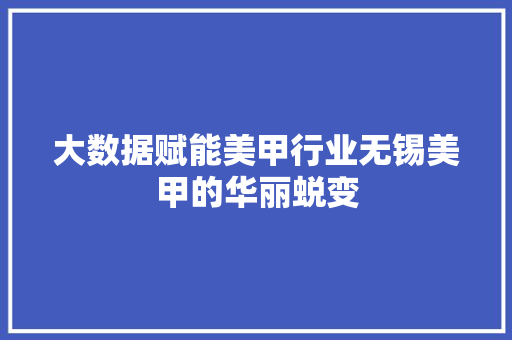 大数据赋能美甲行业无锡美甲的华丽蜕变
