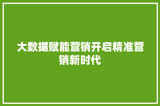 大数据赋能营销开启精准营销新时代