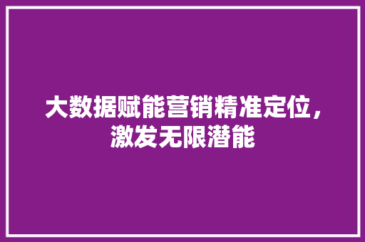 大数据赋能营销精准定位,激发无限潜能 大数据赋能营销精准定位,激发无限潜能