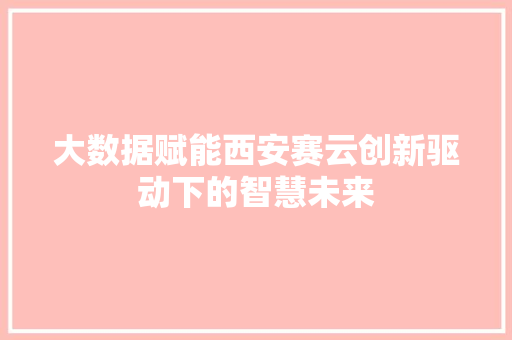 大数据赋能西安赛云创新驱动下的智慧未来