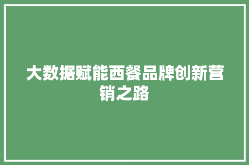 大数据赋能西餐品牌创新营销之路 电脑配置