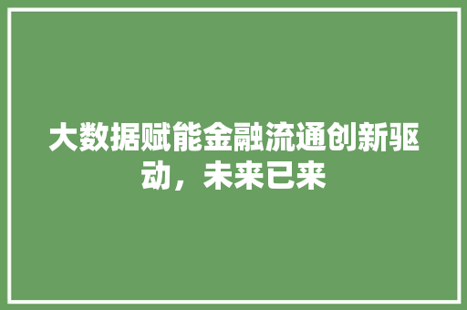 大数据赋能金融流通创新驱动，未来已来